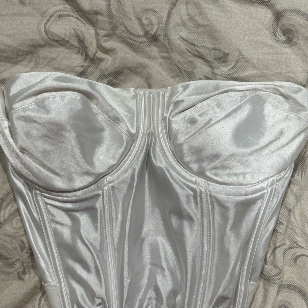 Vintage Victoria Secret (VS) Elegant White Satin Bustier Corset Top